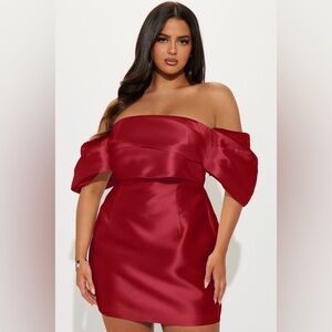 NWT Fashion Nova Allison Taffeta  Mini Red Dress